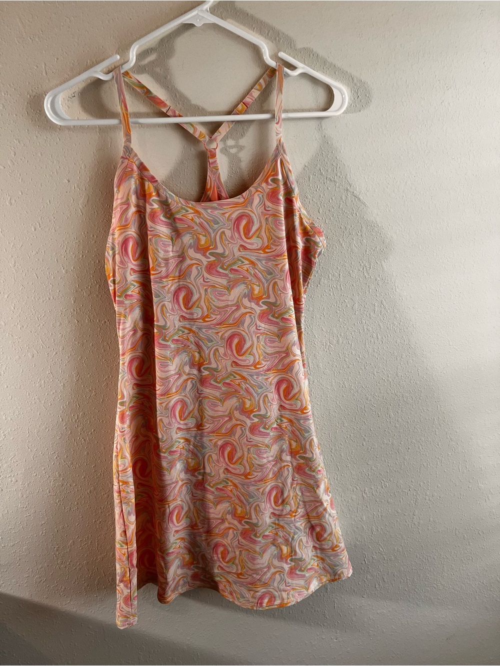 Outdoor Voices Pink Orange Swirl Midi Dress
